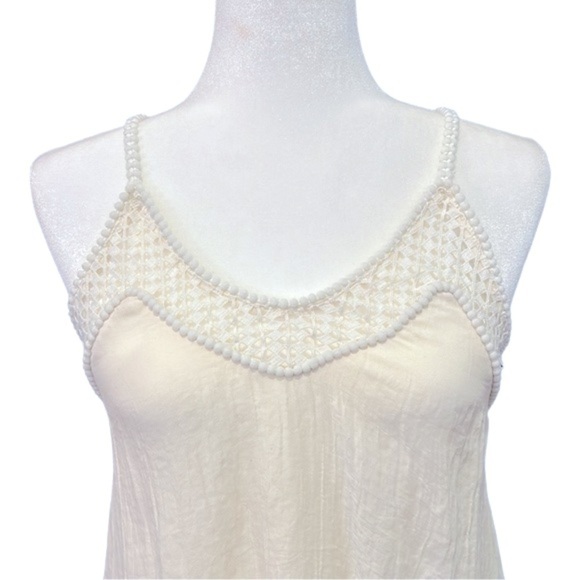 H&M Women’s Sleeveless Cotton V-Neck Shift Cream Dress Size 4 - Picture 6 of 10